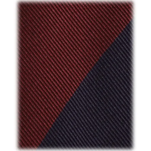 Viola Milano - Block Stripe Handrolled Woven Silk Jacquard Tie - Navy/Wine - Handmade in Italy - Luxury Exclusive Collection - Avvenice^ Ties & Bow Ties