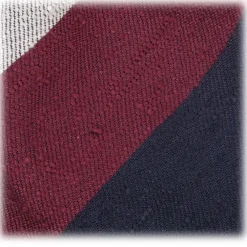 Viola Milano - Block Stripe Handrolled Woven Shantung Tie - Navy Mix - Made in Italy - Luxury Exclusive Collection - Avvenice^ Ties & Bow Ties