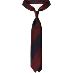 Viola Milano - Block Stripe Handrolled Woven Silk Jacquard Tie - Navy/Wine - Handmade in Italy - Luxury Exclusive Collection - Avvenice^ Ties & Bow Ties