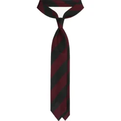 Viola Milano - Block Stripe 3-Fold Grenadine Tie - Red/Forest - Handmade in Italy - Luxury Exclusive Collection - Avvenice^ Ties & Bow Ties