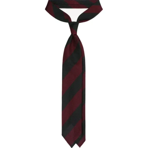 Viola Milano - Block Stripe 3-Fold Grenadine Tie - Red/Forest - Handmade in Italy - Luxury Exclusive Collection - Avvenice^ Ties & Bow Ties