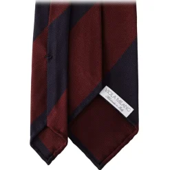 Viola Milano - Block Stripe Handrolled Woven Silk Jacquard Tie - Navy/Wine - Handmade in Italy - Luxury Exclusive Collection - Avvenice^ Ties & Bow Ties