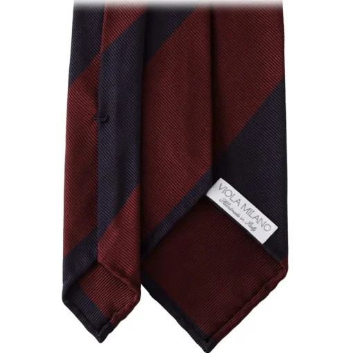 Viola Milano - Block Stripe Handrolled Woven Silk Jacquard Tie - Navy/Wine - Handmade in Italy - Luxury Exclusive Collection - Avvenice^ Ties & Bow Ties