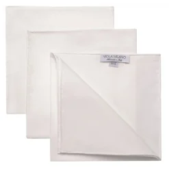Viola Milano - Box of 3 Classic Solid Cotton Pocket Square - White - Handmade in Italy - Luxury Exclusive Collection - Avvenice^ Ties & Bow Ties