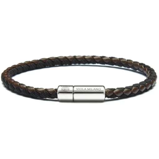Viola Milano - Braided Genuine Italian Leather Bracelet - Brown/Black - Handmade in Italy - Luxury Exclusive Collection - Avvenice^ Bracelets