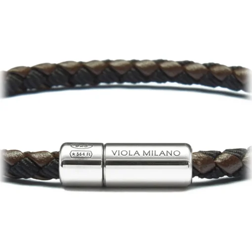 Viola Milano - Braided Genuine Italian Leather Bracelet - Brown/Black - Handmade in Italy - Luxury Exclusive Collection - Avvenice^ Bracelets