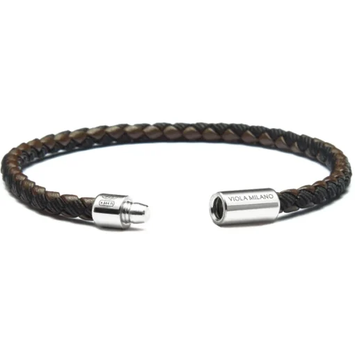 Viola Milano - Braided Genuine Italian Leather Bracelet - Brown/Black - Handmade in Italy - Luxury Exclusive Collection - Avvenice^ Bracelets