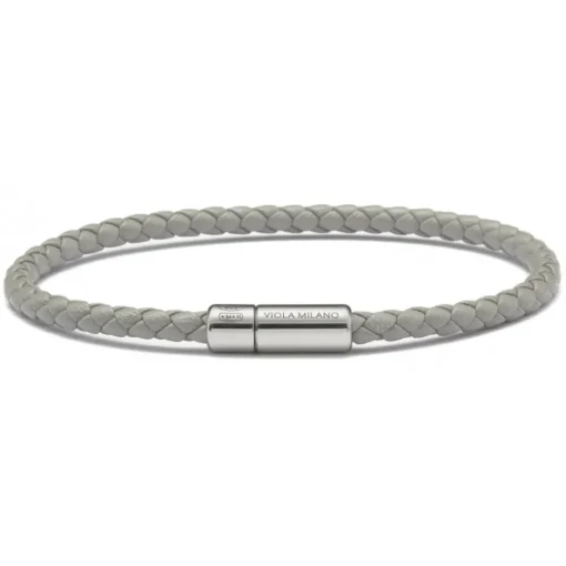 Viola Milano - Braided Italian Leather Bracelet - Grey - Handmade in Italy - Luxury Exclusive Collection - Avvenice^ Bracelets