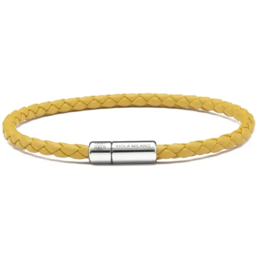 Viola Milano - Braided Italian Leather Bracelet - Yellow - Handmade in Italy - Luxury Exclusive Collection - Avvenice^ Bracelets
