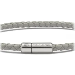 Viola Milano - Braided Italian Leather Bracelet - Grey - Handmade in Italy - Luxury Exclusive Collection - Avvenice^ Bracelets
