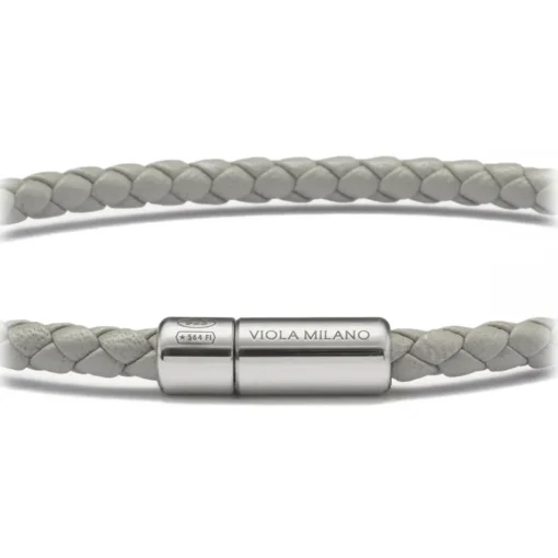 Viola Milano - Braided Italian Leather Bracelet - Grey - Handmade in Italy - Luxury Exclusive Collection - Avvenice^ Bracelets