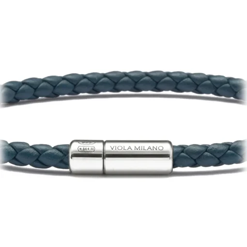 Viola Milano - Braided Italian Leather Bracelet - Sea Blue - Handmade in Italy - Luxury Exclusive Collection - Avvenice^ Bracelets