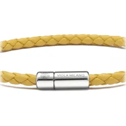 Viola Milano - Braided Italian Leather Bracelet - Yellow - Handmade in Italy - Luxury Exclusive Collection - Avvenice^ Bracelets
