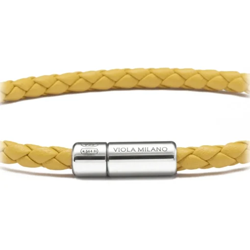 Viola Milano - Braided Italian Leather Bracelet - Yellow - Handmade in Italy - Luxury Exclusive Collection - Avvenice^ Bracelets