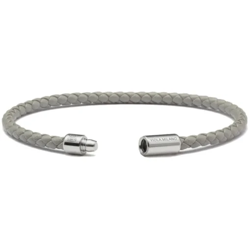 Viola Milano - Braided Italian Leather Bracelet - Grey - Handmade in Italy - Luxury Exclusive Collection - Avvenice^ Bracelets