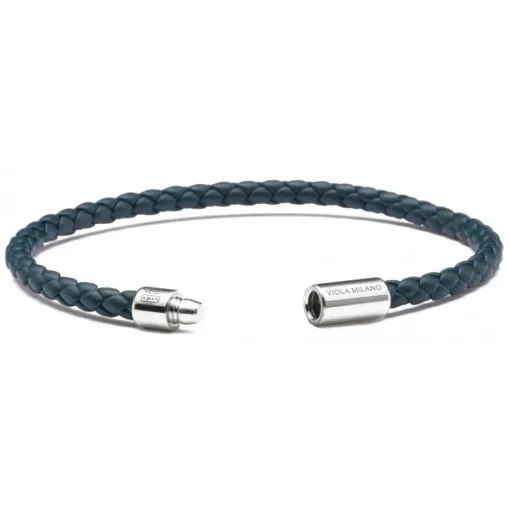 Viola Milano - Braided Italian Leather Bracelet - Sea Blue - Handmade in Italy - Luxury Exclusive Collection - Avvenice^ Bracelets