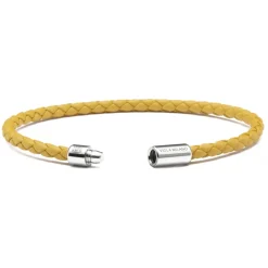 Viola Milano - Braided Italian Leather Bracelet - Yellow - Handmade in Italy - Luxury Exclusive Collection - Avvenice^ Bracelets