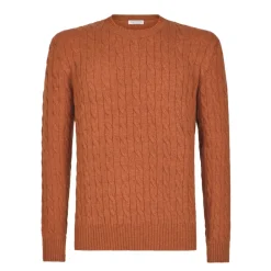 Viola Milano - Cable Knit Loro Piana Cashmere Sweater - Orange - Handmade in Italy - Luxury Exclusive Collection - Avvenice