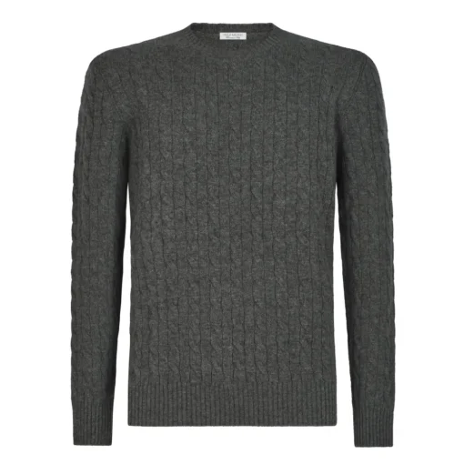 Viola Milano - Cable Knit Loro Piana Cashmere Sweater - Dark Grey - Handmade in Italy - Luxury Exclusive Collection - Avvenice^ Knitwears
