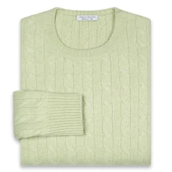 Viola Milano - Cable Knit Loro Piana Cashmere Sweater - Pistasch - Handmade in Italy - Luxury Exclusive Collection - Avvenice
