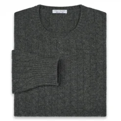 Viola Milano - Cable Knit Loro Piana Cashmere Sweater - Dark Grey - Handmade in Italy - Luxury Exclusive Collection - Avvenice^ Knitwears
