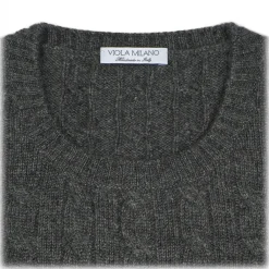 Viola Milano - Cable Knit Loro Piana Cashmere Sweater - Dark Grey - Handmade in Italy - Luxury Exclusive Collection - Avvenice^ Knitwears