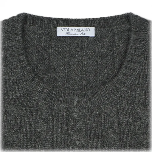 Viola Milano - Cable Knit Loro Piana Cashmere Sweater - Dark Grey - Handmade in Italy - Luxury Exclusive Collection - Avvenice^ Knitwears