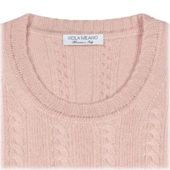 Viola Milano - Cable Knit Lambswool Sweater - Pink - Handmade in Italy - Luxury Exclusive Collection - Avvenice^ Knitwears