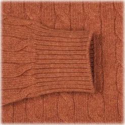 Viola Milano - Cable Knit Loro Piana Cashmere Sweater - Orange - Handmade in Italy - Luxury Exclusive Collection - Avvenice