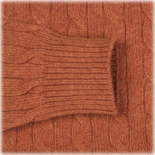 Viola Milano - Cable Knit Loro Piana Cashmere Sweater - Orange - Handmade in Italy - Luxury Exclusive Collection - Avvenice