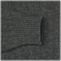 Viola Milano - Cable Knit Loro Piana Cashmere Sweater - Dark Grey - Handmade in Italy - Luxury Exclusive Collection - Avvenice^ Knitwears