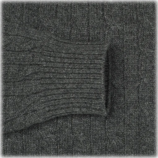Viola Milano - Cable Knit Loro Piana Cashmere Sweater - Dark Grey - Handmade in Italy - Luxury Exclusive Collection - Avvenice^ Knitwears