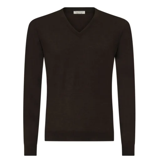 Viola Milano - Cashmere V-Neck Sweater - Brown - Handmade in Italy - Luxury Exclusive Collection - Avvenice