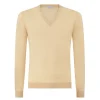 Viola Milano - Cashmere V-Neck Sweater - Sand and Yellow - Handmade in Italy - Luxury Exclusive Collection - Avvenice^ Knitwears