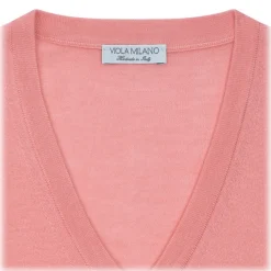Viola Milano - Cashmere V-Neck Sweater - Pink - Handmade in Italy - Luxury Exclusive Collection - Avvenice