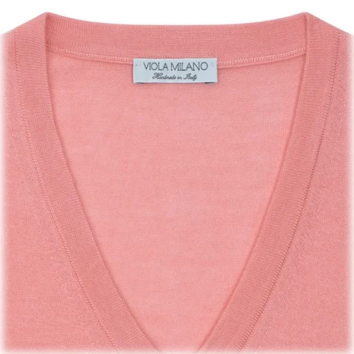 Viola Milano - Cashmere V-Neck Sweater - Pink - Handmade in Italy - Luxury Exclusive Collection - Avvenice
