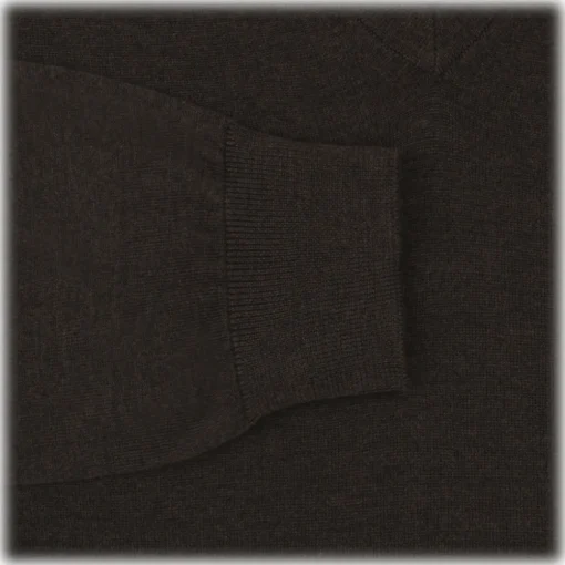 Viola Milano - Cashmere V-Neck Sweater - Brown - Handmade in Italy - Luxury Exclusive Collection - Avvenice