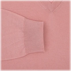 Viola Milano - Cashmere V-Neck Sweater - Pink - Handmade in Italy - Luxury Exclusive Collection - Avvenice