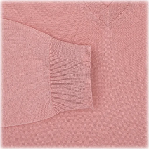 Viola Milano - Cashmere V-Neck Sweater - Pink - Handmade in Italy - Luxury Exclusive Collection - Avvenice