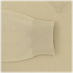 Viola Milano - Cashmere V-Neck Sweater - Sand and Yellow - Handmade in Italy - Luxury Exclusive Collection - Avvenice^ Knitwears