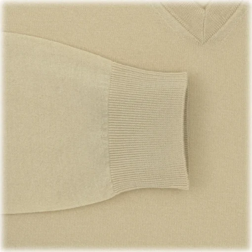 Viola Milano - Cashmere V-Neck Sweater - Sand and Yellow - Handmade in Italy - Luxury Exclusive Collection - Avvenice^ Knitwears
