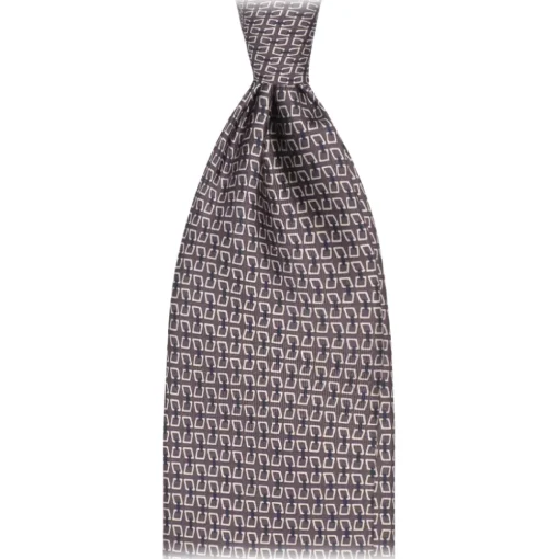 Viola Milano - Chain Lock Selftipped Italian Silk Tie - Grey Mix - Handmade in Italy - Luxury Exclusive Collection - Avvenice^ Ties & Bow Ties