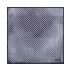 Viola Milano - Chain Pattern Silk Pocket Square - Navy - Handmade in Italy - Luxury Exclusive Collection - Avvenice