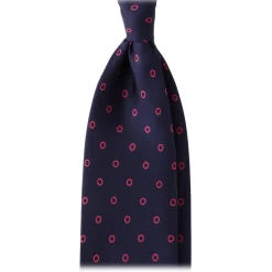 Viola Milano - Circle Printed Selftipped Italian Silk Tie - Navy / Pink - Made in Italy - Luxury Exclusive Collection - Avvenice^ Ties & Bow Ties