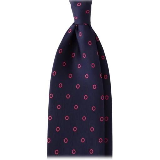 Viola Milano - Circle Printed Selftipped Italian Silk Tie - Navy / Pink - Made in Italy - Luxury Exclusive Collection - Avvenice^ Ties & Bow Ties