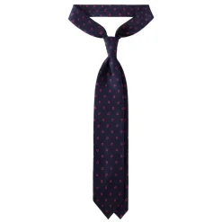Viola Milano - Circle Printed Selftipped Italian Silk Tie - Navy / Pink - Made in Italy - Luxury Exclusive Collection - Avvenice^ Ties & Bow Ties
