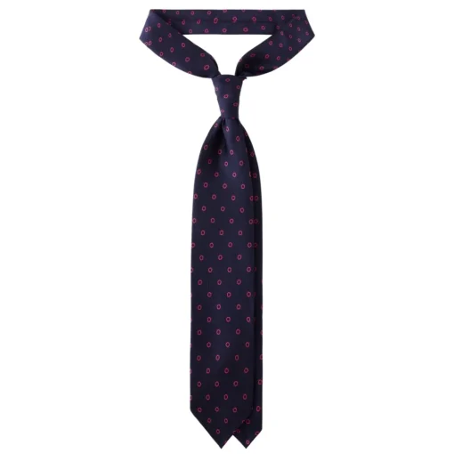 Viola Milano - Circle Printed Selftipped Italian Silk Tie - Navy / Pink - Made in Italy - Luxury Exclusive Collection - Avvenice^ Ties & Bow Ties