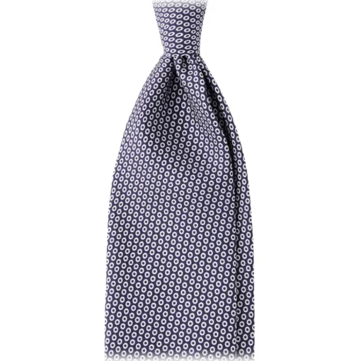 Viola Milano - Classic Circle Selftipped Italian Silk Tie - Navy/White - Handmade in Italy - Luxury Exclusive Collection - Avvenice^ Ties & Bow Ties