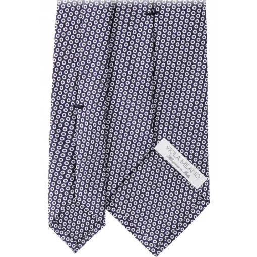 Viola Milano - Classic Circle Selftipped Italian Silk Tie - Navy/White - Handmade in Italy - Luxury Exclusive Collection - Avvenice^ Ties & Bow Ties