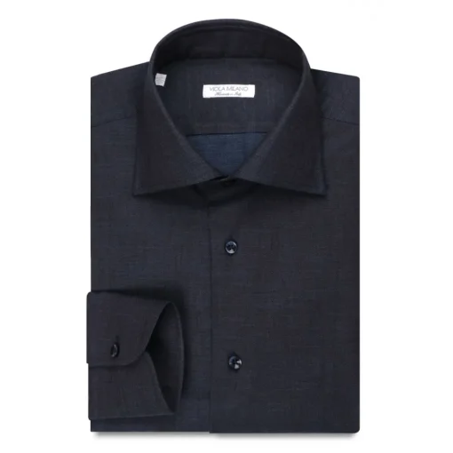Viola Milano - Classic Denim Shirt - Midnight Denim - Handmade in Italy - Luxury Exclusive Collection - Avvenice